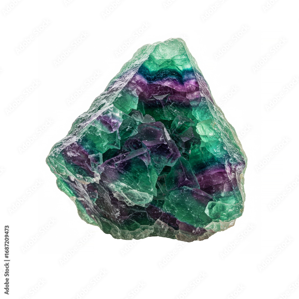 Fototapeta premium Fluorite boulder isolated on white background