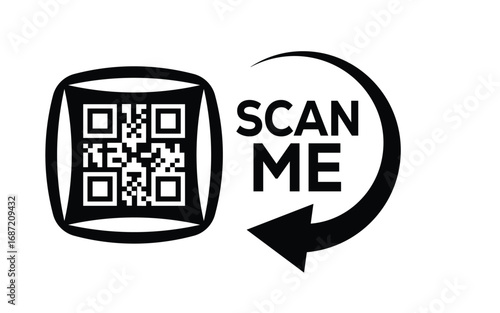 QR code scan icon set. Scan me frame. QR code scan for smartphone. QR code for mobile app, payment and identification. Vector illustration.