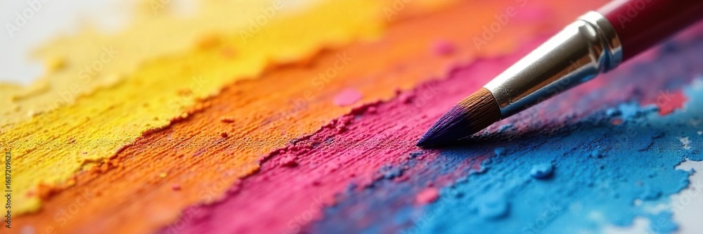 Fototapeta premium Close-up of Impasto Paintbrush Strokes on Canvas Relaxing Creative Hobby, Perfect for Blogs, Websites & Social Media
