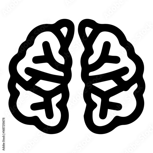 The image is of two brains, one on the left and one on the right. The brains are outlined in black and appear to be very detailed. Scene is one of intelligence and thoughtfulness