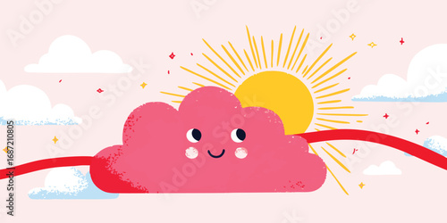 A charming cartoon cloud ha...