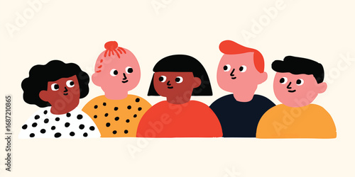 A diverse group of individuals, embracing individuality and celebrating human connection in a warm and inviting illustration.