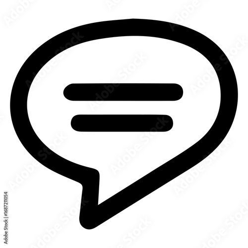 The image is a black and white drawing of a speech bubble with a plus sign in the middle. The speech bubble is open, and the plus sign is positioned in the center of it