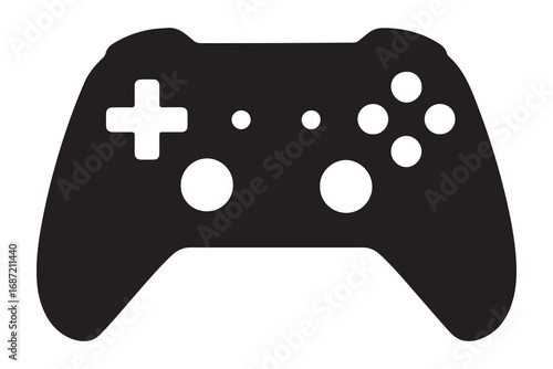 Video game controller shield silhouette isolated on white background