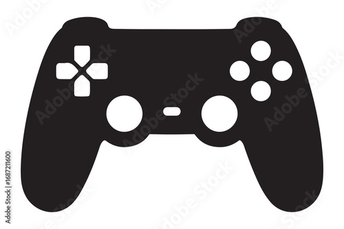 Video game controller shield silhouette isolated on white background