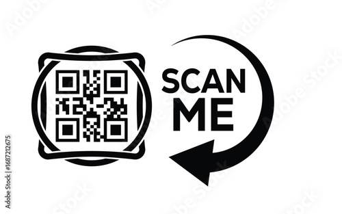 Scan QR code icon. Digital scanning qr code. QR code scan for smartphone. Scan Here text on top of the qr code