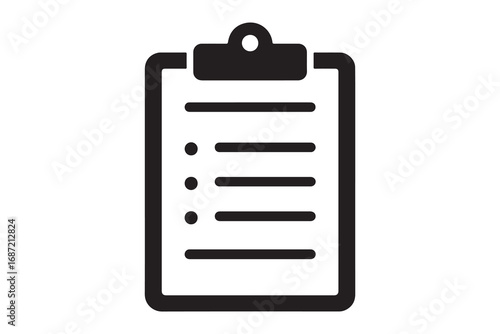Simple checklist clipboard silhouette icon minimalist vector illustration isolated on white background