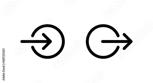 Login and logout icon. Entrance and exit symbol. Arrow in circle for user account access