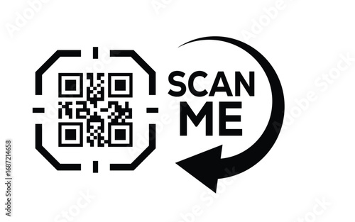 QR code scan icon set. Scan me frame. QR code scan for smartphone. QR code for mobile app, payment and identification. Vector illustration.