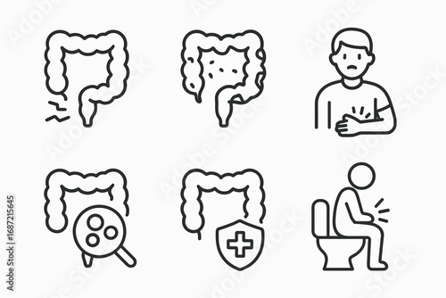 Vector illustrations of digestive issues and treatments