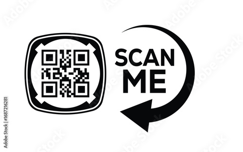 QR code scan icon set. Scan me frame. QR code scan for smartphone. QR code for mobile app, payment and identification. Vector illustration.
