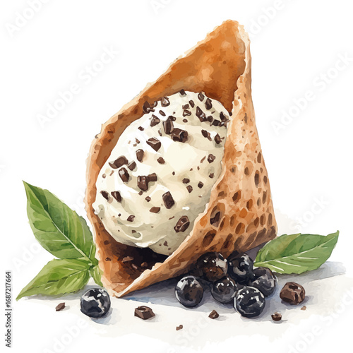 watercolor of Cannoli, vector, isolated on a white background.