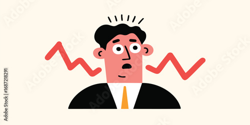 A man facing financial ruin, depicted through an artistic illustration of distress and worry about finance. The scene captures the emotional weight of financial hardship.
