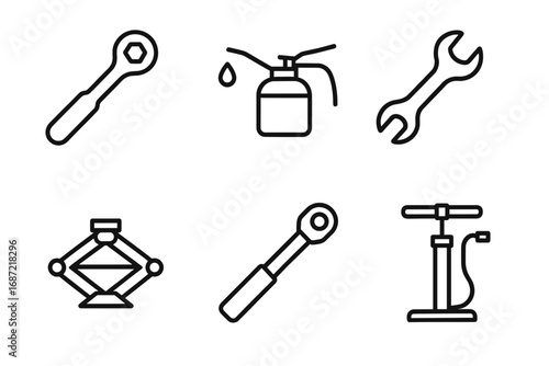 Set of six essential tools for car maintenance and repairs