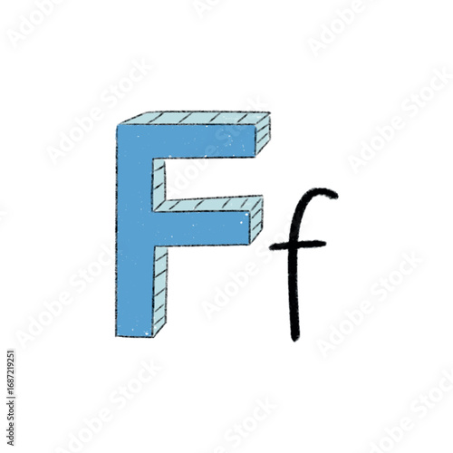 english illustrated alphabet letter F