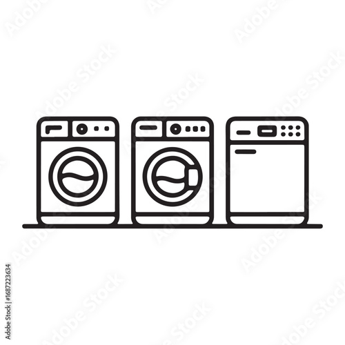 Home washer symbols in black and white
