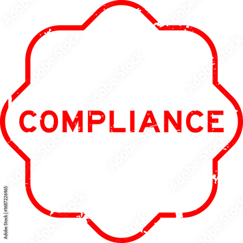 Grunge red compliance word square rubber seal stamp on white background