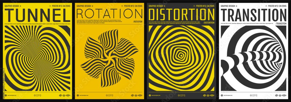 Naklejka premium Abstract squares within squares. Tunnel. Pattern with optical illusion. Psychedelic stripes. Cover design template. 3d vector for brochure, poster, presentation, flyer or banner.