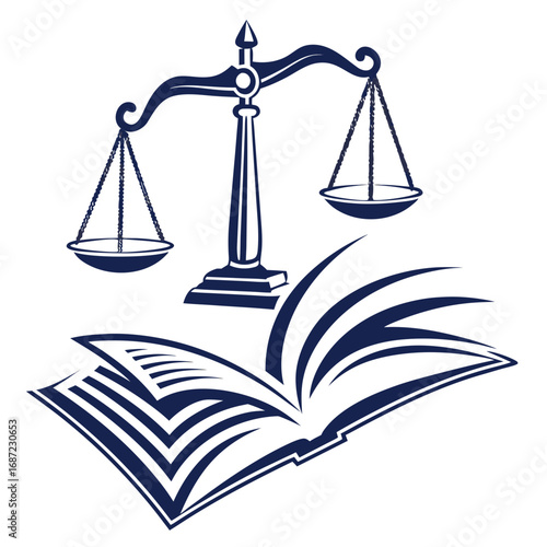 Symbolic illustration of the scales of justice and an open book representing law education and legal knowledge