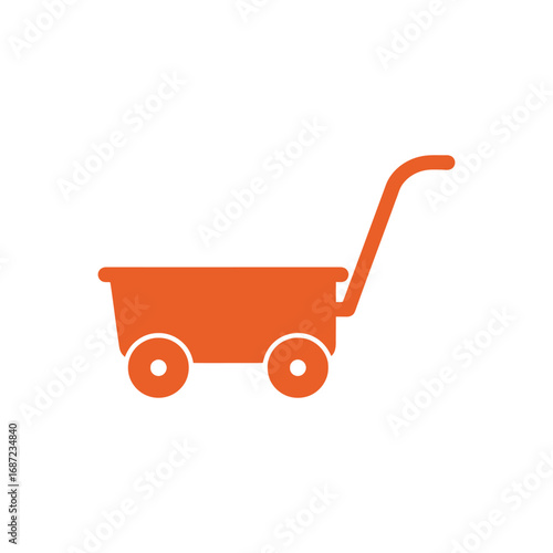Orange Toy Wagon with Four Wheels.