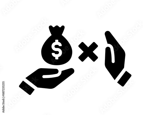 Denying a Bag of Money Refusal of Payment, Economic Rejection, or Stop Corruption Icon
