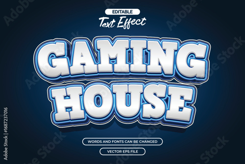 Gaming house editable text effect with 3d text style