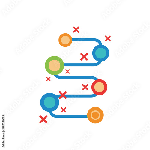 Conceptual graphic of a complex process with errors and failures.