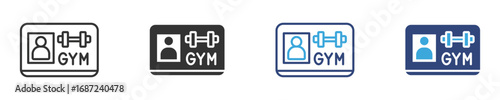 Gym Membership card icon set, vector illustration . 