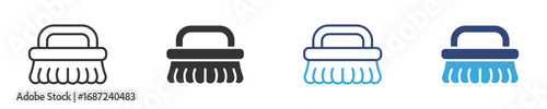 Scrubbing brush icon set in outline and flat style , vector illustration. 