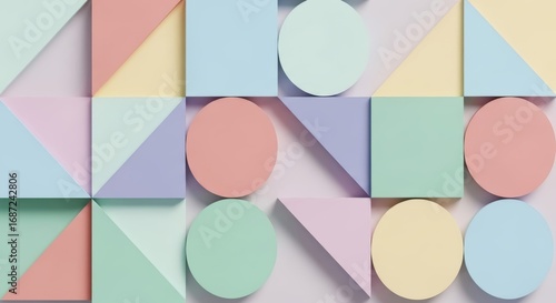 Wallpaper Mural Abstract geometric pattern with pastel colored shapes Torontodigital.ca
