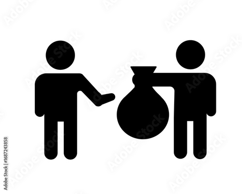 Concept of Financial Transaction Giving and Receiving Money or Investment, Illustrated in Simple Vector Style