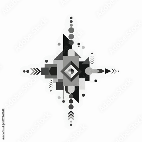 Geometric arrangement abstract style symmetrical composition monochrome pattern high quality professional