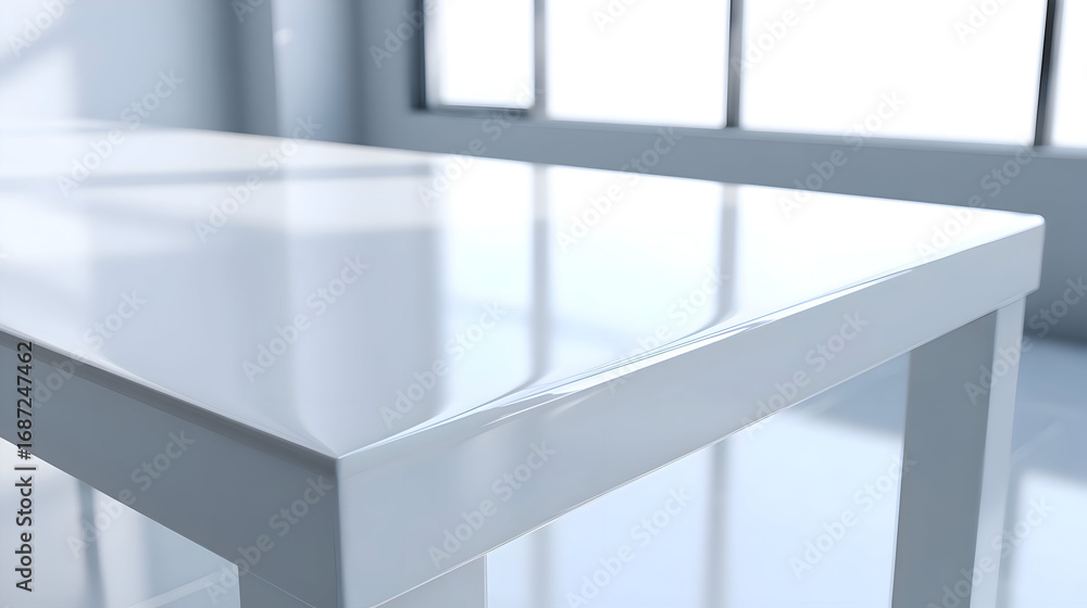 Fototapeta premium White Modern Table with Reflective Surface
