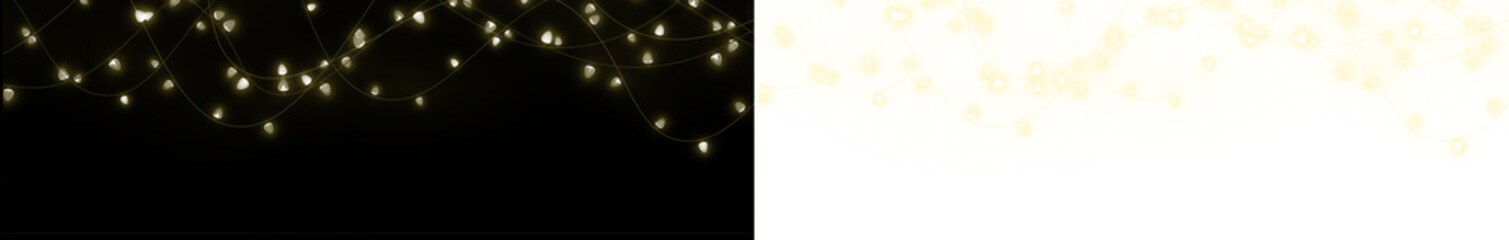Png overlay featuring glowing fairy lights on a black background, creating a magical ambiance, perfect for festive designs and creative projects with copy space