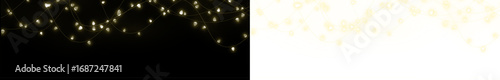 Png overlay featuring glowing fairy lights on a black background, creating a magical ambiance, perfect for festive designs and creative projects with copy space