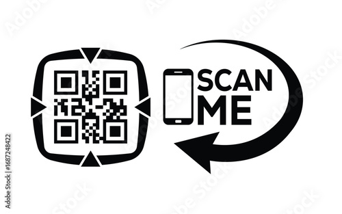 QR code scan icon set. Scan me frame. QR code scan for smartphone. QR code for mobile app, payment and identification. Vector illustration.
