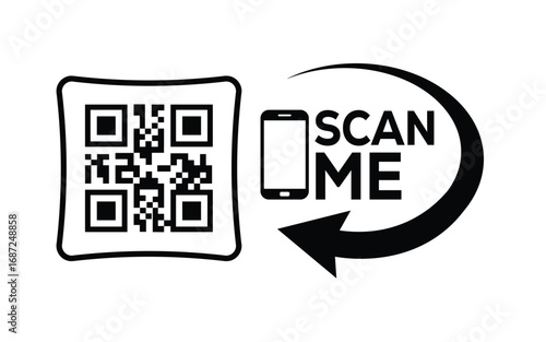 QR code scan icon set. Scan me frame. QR code scan for smartphone. QR code for mobile app, payment and identification. Vector illustration.