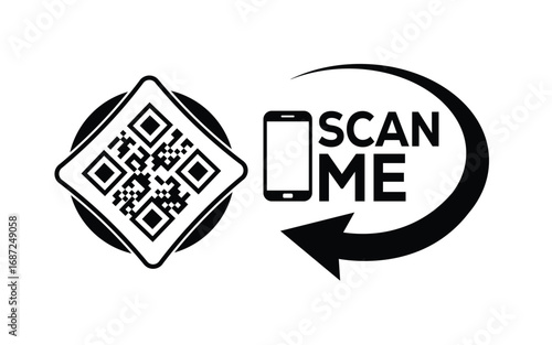 QR code scan icon set. Scan me frame. QR code scan for smartphone. QR code for mobile app, payment and identification. Vector illustration.