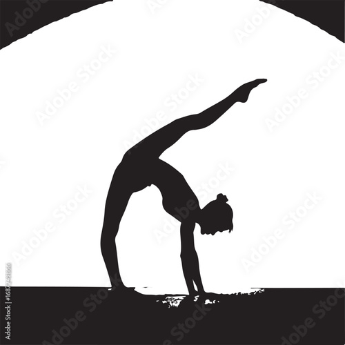 Silhouette of a gymnast performing a backbend bridge pose