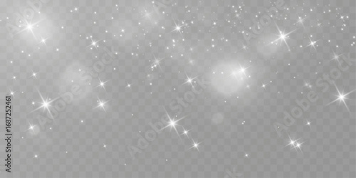 Magical glowing bokeh lights with sparkles on soft blurred background. Elegant dreamy festive atmosphere.