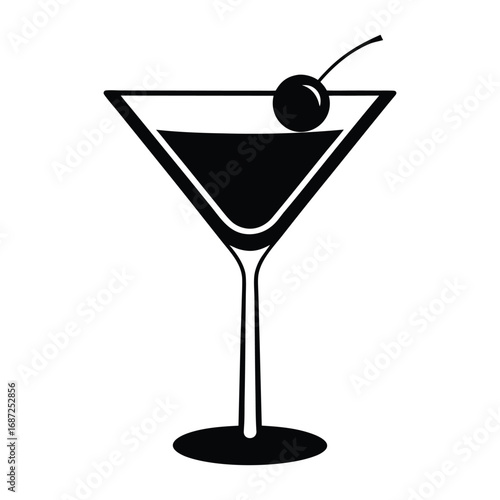 martini glass with cherry vector art