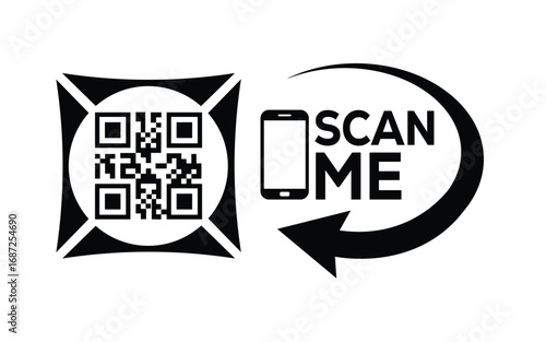 QR code scan icon set. Scan me frame. QR code scan for smartphone. QR code for mobile app, payment and identification. Vector illustration.