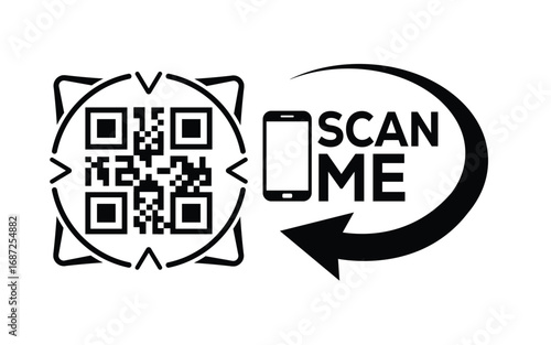 QR code scan icon set. Scan me frame. QR code scan for smartphone. QR code for mobile app, payment and identification. Vector illustration.