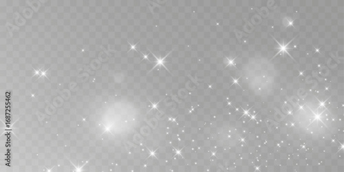 Magical glowing bokeh lights with sparkles on soft blurred background. Elegant dreamy festive atmosphere.