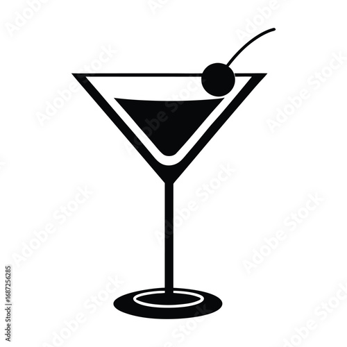 martini glass with cherry vector art
