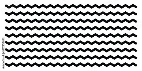  Dark vector wavy line set. Background line icon set. Isolated ornament graphical vector icons. Decoration pattern line.  Modern artistic design. Zigzag isolated line set on white background. 