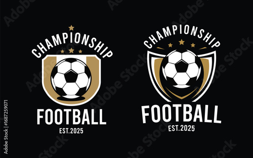 Football or soccer Championship 2025 Shield Vector Logos