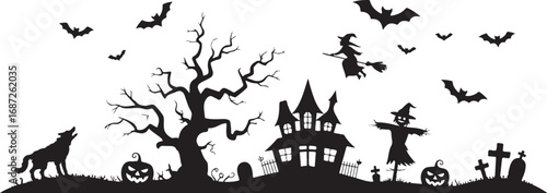 Halloween Vector Elements Silhouette Mega Set