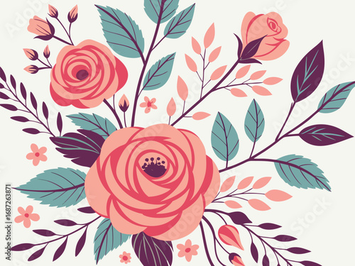 Dark red rose with green leaves isolated on white background,Rose  Flower