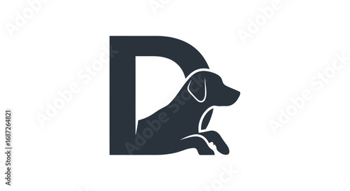 Monogram Logo - Canine Silhouette within Capital D.